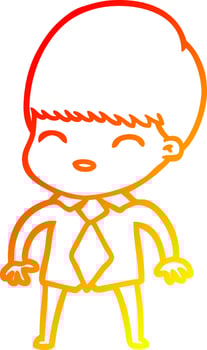 warm gradient line drawing happy cartoon boy vector