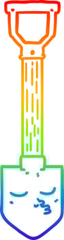 rainbow gradient line drawing cartoon shovel vector