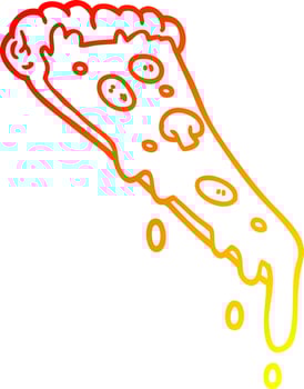 warm gradient line drawing cartoon slice of pizza vector
