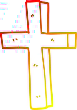 warm gradient line drawing cartoon gold cross vector