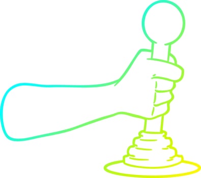 cold gradient line drawing cartoon hand pulling lever vector