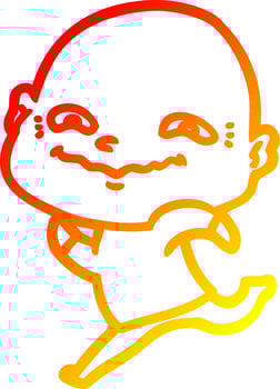 warm gradient line drawing cartoon creepy guy vector
