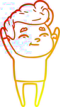 warm gradient line drawing happy cartoon man vector