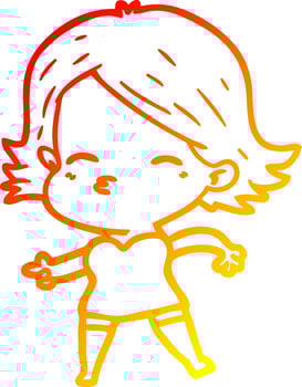 warm gradient line drawing cartoon woman pointing vector