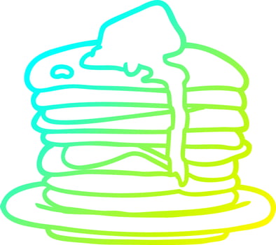 cold gradient line drawing stack of pancakes vector