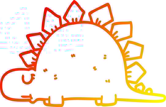 warm gradient line drawing cartoon prehistoric dinosaur vector
