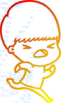 warm gradient line drawing cartoon stressed man vector