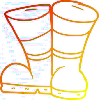 warm gradient line drawing wellington boots cartoon vector