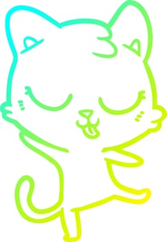 cold gradient line drawing cartoon cat vector
