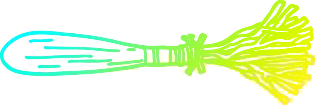 cold gradient line drawing cartoon magic broom sticks vector