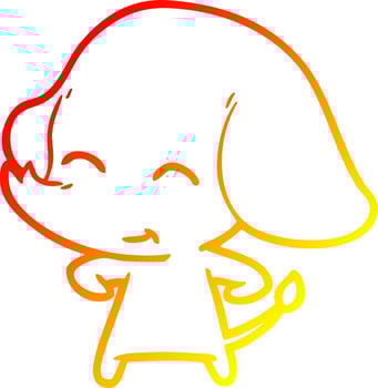 warm gradient line drawing cute cartoon elephant vector