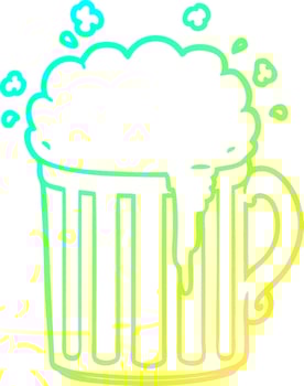 cold gradient line drawing cartoon mug of beer vector