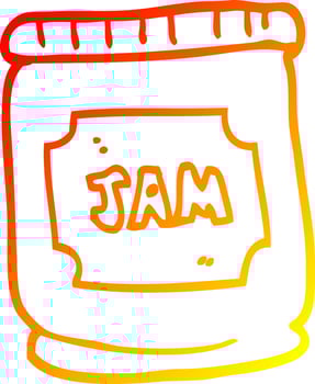 warm gradient line drawing cartoon jam pot vector