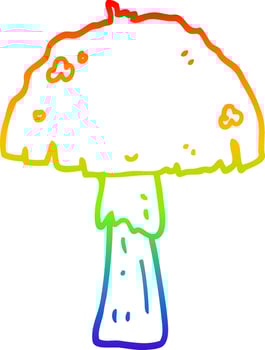 rainbow gradient line drawing cartoon mushroom vector