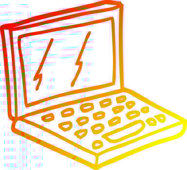 warm gradient line drawing cartoon laptop computer vector
