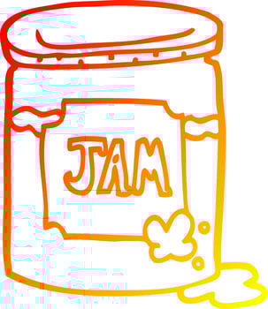 warm gradient line drawing cartoon jam pot vector