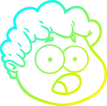 cold gradient line drawing cartoon male face vector