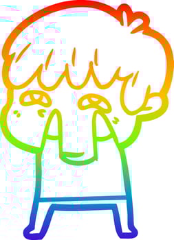 rainbow gradient line drawing cartoon curious man vector