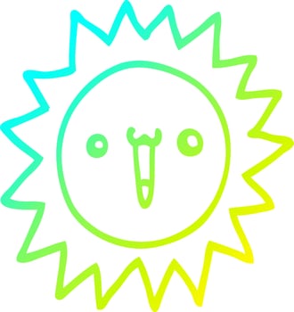 cold gradient line drawing cartoon sun vector