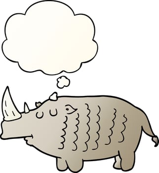 cartoon rhinoceros and thought bubble in smooth gradient style vector