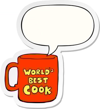 worlds best cook mug and speech bubble sticker vector