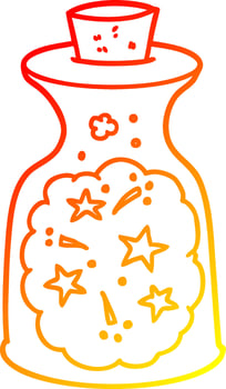 warm gradient line drawing cartoon magic potion vector