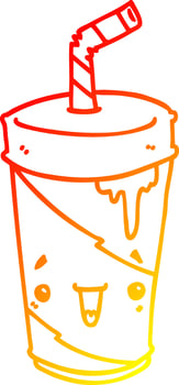 warm gradient line drawing cute cartoon soda vector