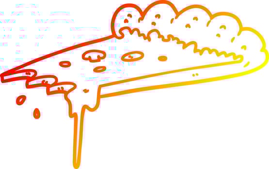 warm gradient line drawing cartoon slice of pizza vector