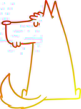 warm gradient line drawing cute cartoon dog vector