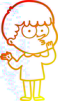 warm gradient line drawing cartoon curious boy vector