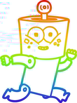 rainbow gradient line drawing happy cartoon robot vector