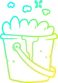 cold gradient line drawing cartoon bucket of soapy water vector