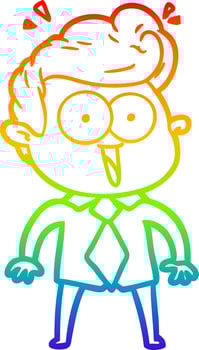 rainbow gradient line drawing cartoon staring man vector