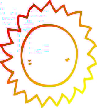 warm gradient line drawing cartoon sun vector
