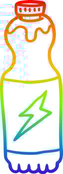 rainbow gradient line drawing soda bottle vector