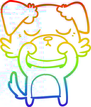 rainbow gradient line drawing cute cartoon dog vector