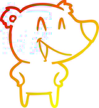 warm gradient line drawing laughing bear cartoon vector