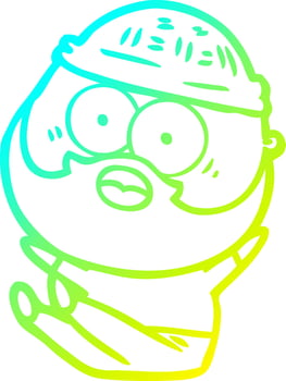 cold gradient line drawing cartoon bearded man vector