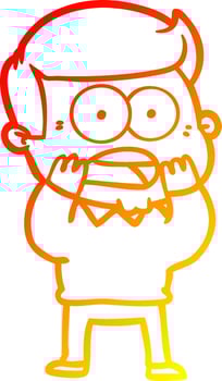 warm gradient line drawing cartoon shocked man vector