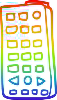 rainbow gradient line drawing cartoon remote control vector