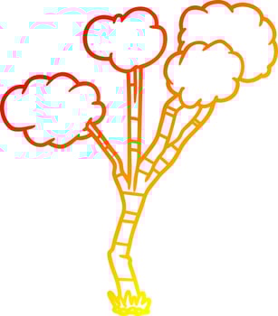 warm gradient line drawing cartoon sparse tree vector