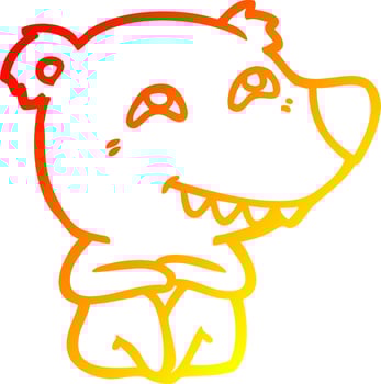 warm gradient line drawing cartoon polar bear showing teeth vector