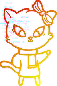 warm gradient line drawing cartoon cat vector