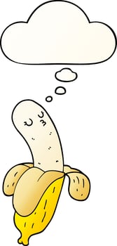 cartoon banana and thought bubble in smooth gradient style vector