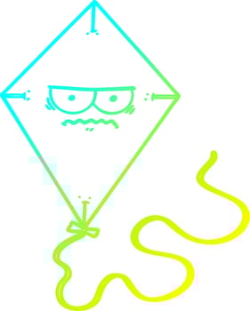 cold gradient line drawing cartoon angry kite vector