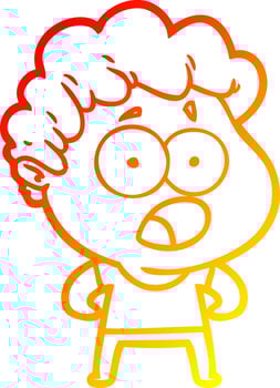 warm gradient line drawing cartoon man gasping in surprise vector