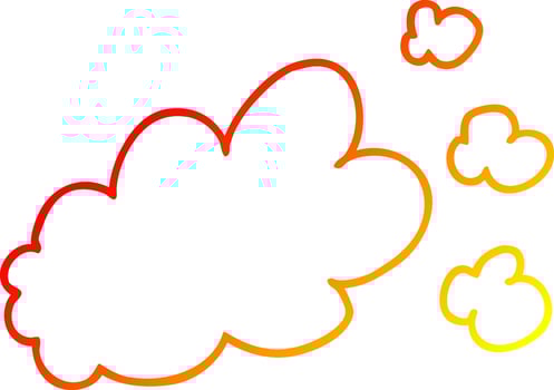 warm gradient line drawing cartoon puff of smoke vector
