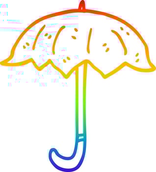 rainbow gradient line drawing cartoon open umbrella vector