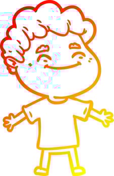 warm gradient line drawing cartoon friendly man vector