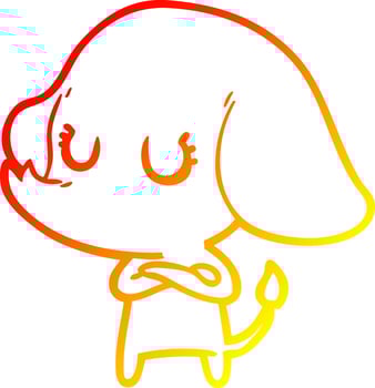 warm gradient line drawing cute cartoon elephant vector